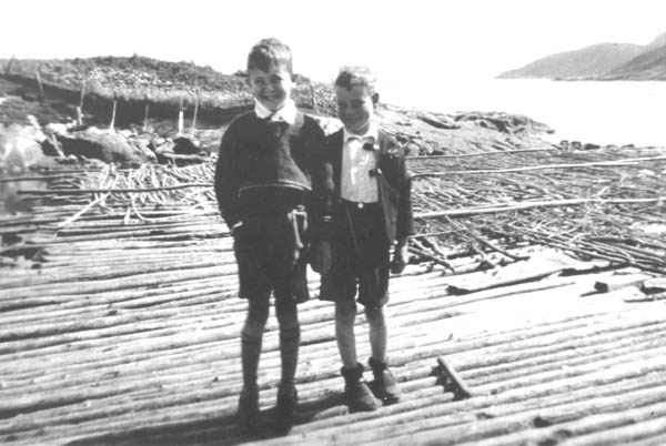 114: l-r Pat and Cam Dunphy, on a flake. (circa 1942) [courtesy of Mollie McCarthy]  - sons of Thomas Dunphy &amp;amp; Anne Carroll